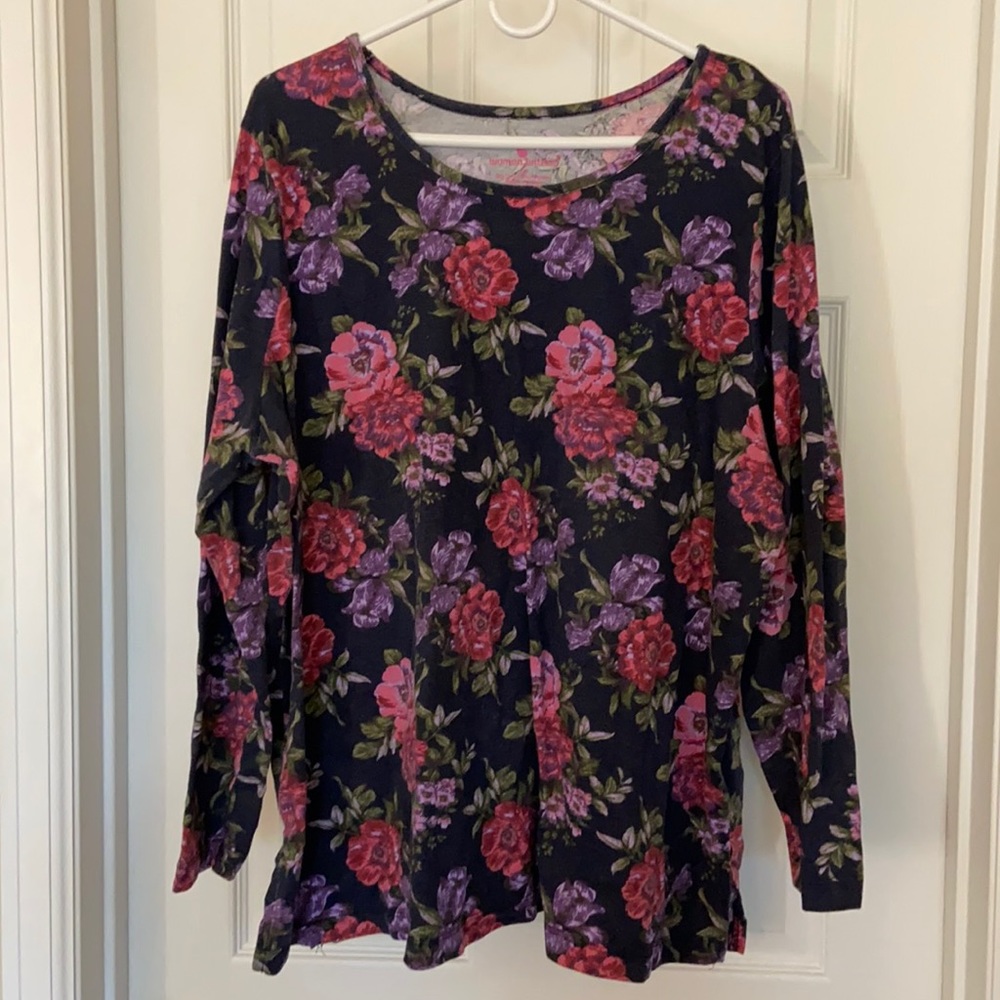 Woman Within Floral Long Sleeved Tee